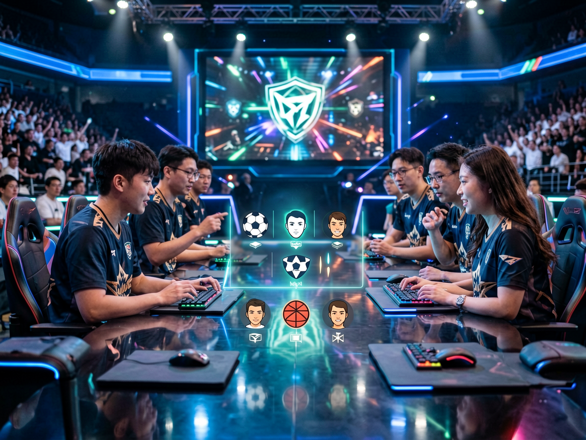 电子竞技比赛现场，战队对抗